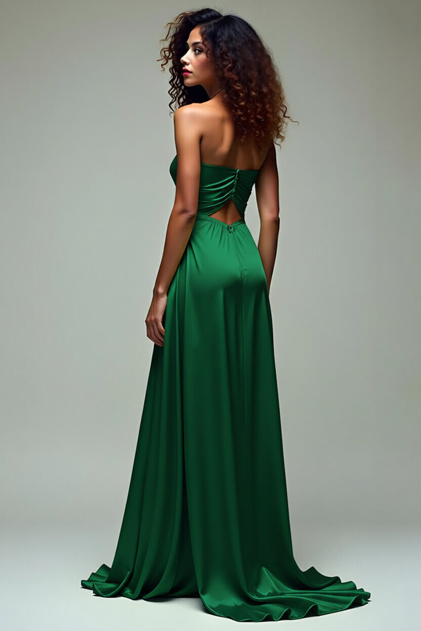 Ruched Square Neck Lemon Green Wedding Guest Dress Long Formal Dress With Slit