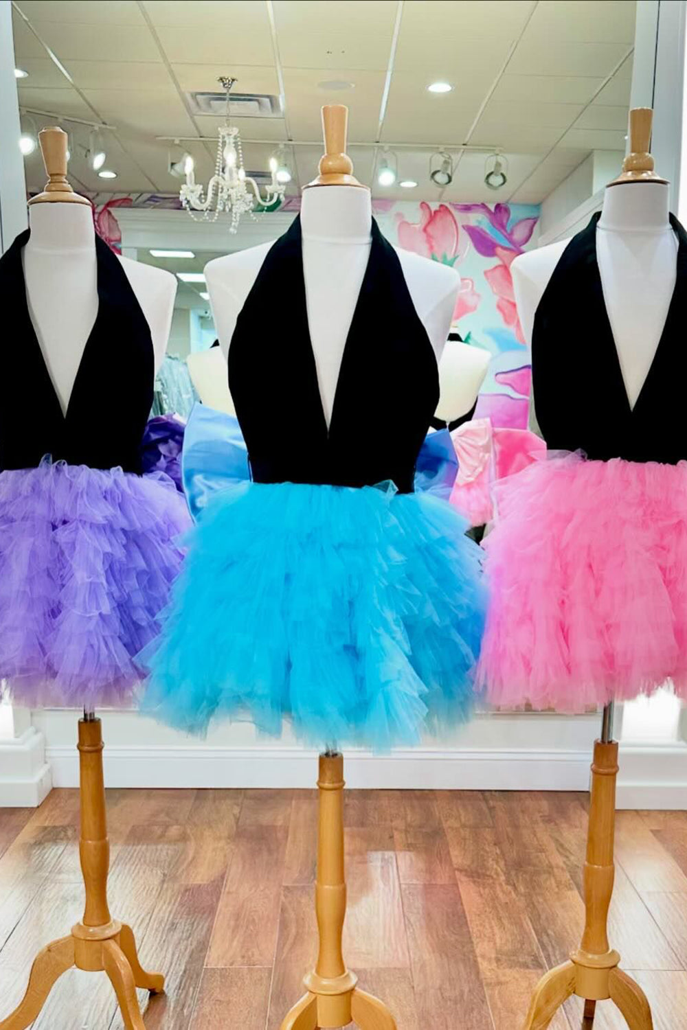 Ivory Homecoming Dresses A Line Halter Tiered Short Cocktail Dresses With Bow