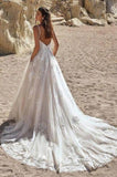 Ivory Spaghetti Straps Floor Length A-Line Bridal Gowns