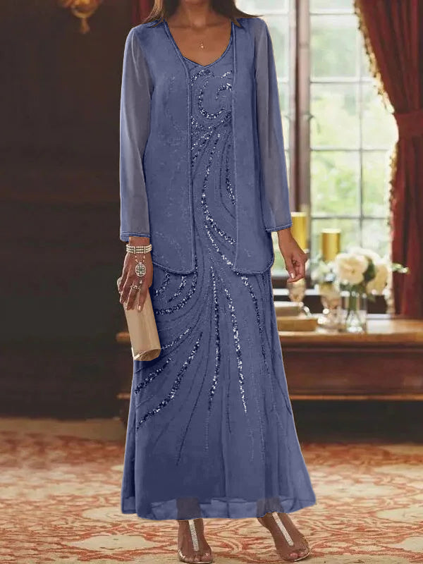 Jacketed Mother of the Bride & Groom Sheath Column Dress with Sequins