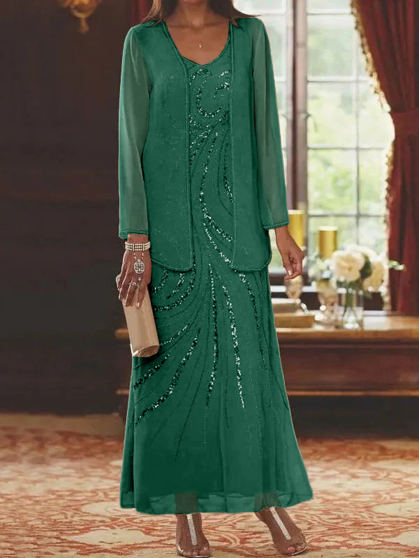 Jacketed Mother of the Bride & Groom Sheath Column Dress with Sequins