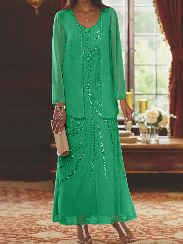 Jacketed Mother of the Bride & Groom Sheath Column Dress with Sequins