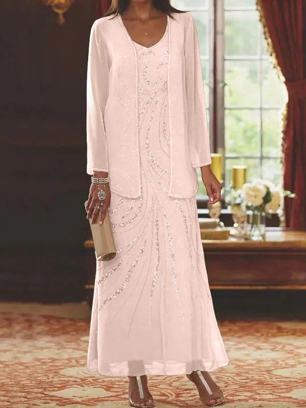 Jacketed Mother of the Bride & Groom Sheath Column Dress with Sequins