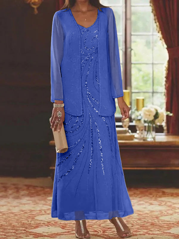 Jacketed Mother of the Bride & Groom Sheath Column Dress with Sequins