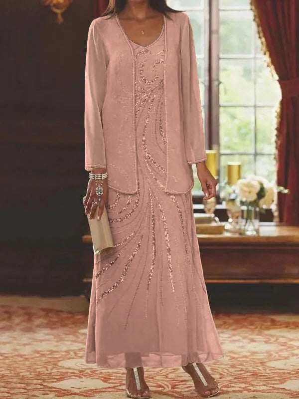 Jacketed Mother of the Bride & Groom Sheath Column Dress with Sequins