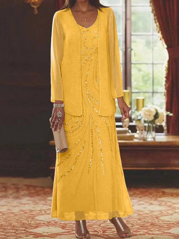 Jacketed Mother of the Bride & Groom Sheath Column Dress with Sequins