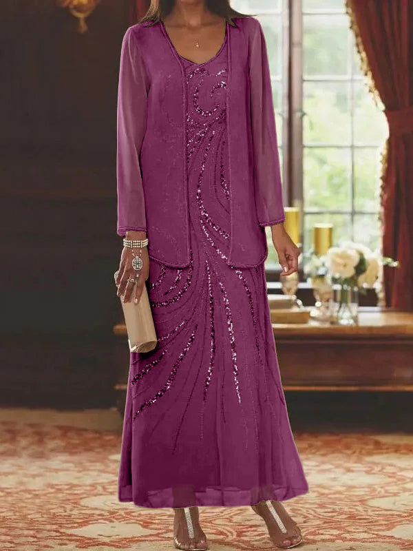 Jacketed Mother of the Bride & Groom Sheath Column Dress with Sequins