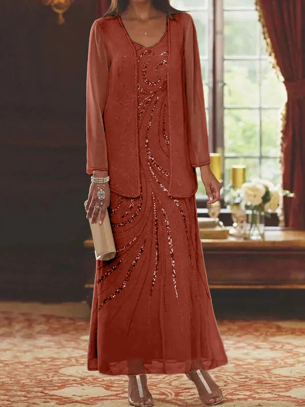 Jacketed Mother of the Bride & Groom Sheath Column Dress with Sequins