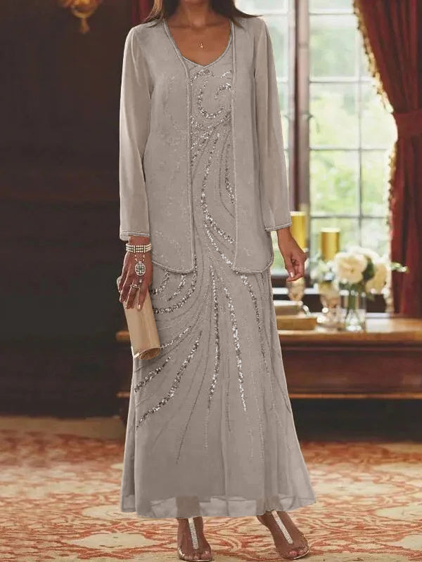 Jacketed Mother of the Bride & Groom Sheath Column Dress with Sequins