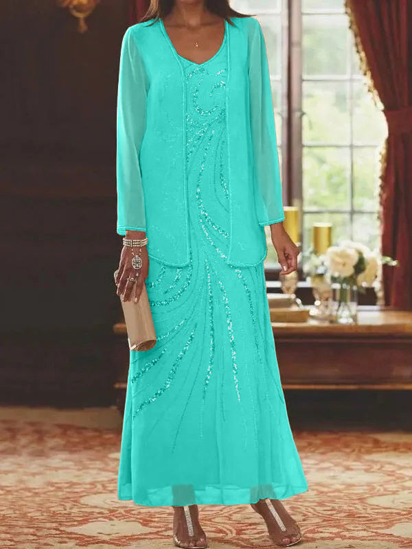 Jacketed Mother of the Bride & Groom Sheath Column Dress with Sequins