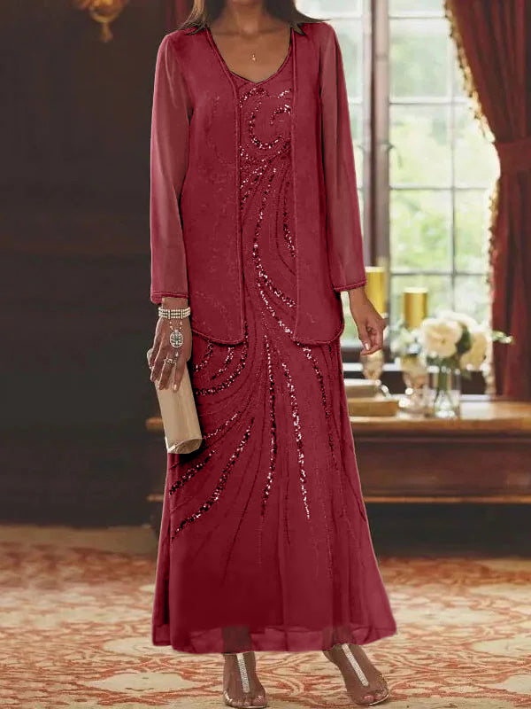 Jacketed Mother of the Bride & Groom Sheath Column Dress with Sequins