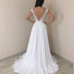 Jewel A-line Cap-Sleeves Lace Excellent Appliques Beach Wedding Dresses