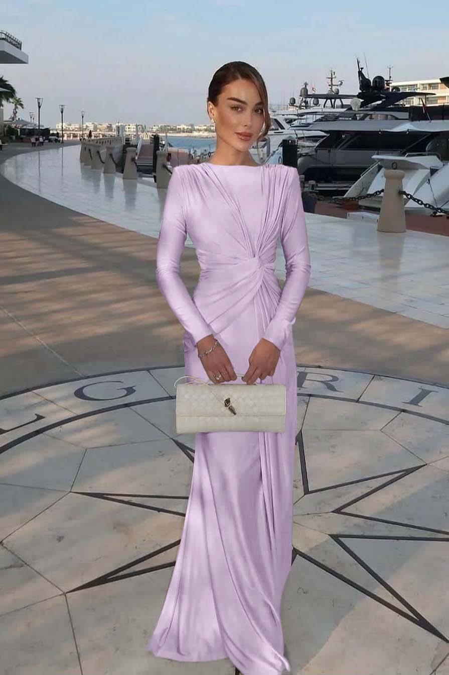 Jewel Long Sleeves Mermaid Long Evening Formal Dress With Pleated