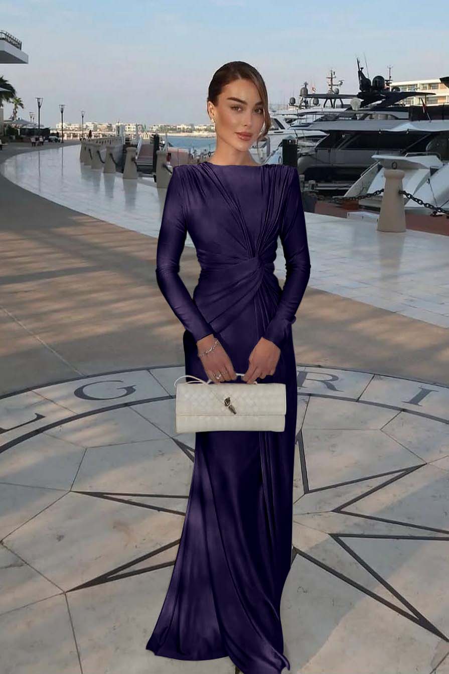 Jewel Long Sleeves Mermaid Long Evening Formal Dress With Pleated