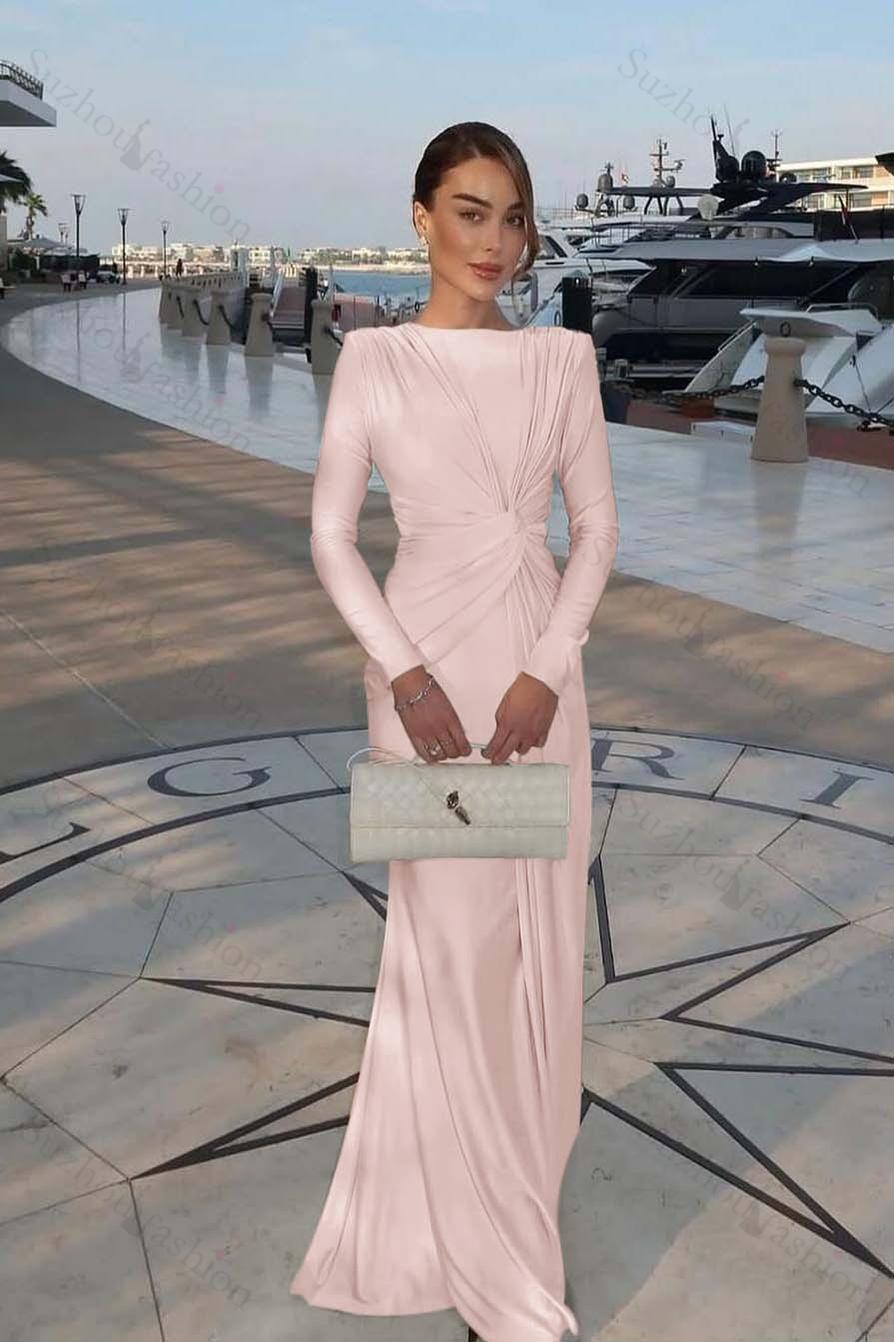 Jewel Long Sleeves Mermaid Long Evening Formal Dress With Pleated