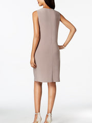 Knee Length Mother of the Bride Sheath Column Jewel Neck Dress