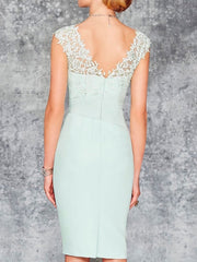 Knee Length V Neck Sheath Column Mother of the Bride Dress