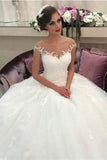 Lace Ball Gown Wedding Dresses Puffy Tulle Princess Bride Dress