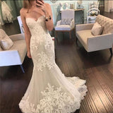 Lace Mermaid Sweetheart Bridal Gowns New Tulle Long Wedding Dresses BA3980