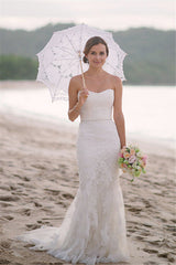 Lace Wedding Dresses For Summer Beach Mermaid Strapless Elegant Bridal Gown