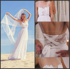 Latest Chiffon Summer Wedding Dresses Floor Length Elegant Beach Bridal Gowns for Summer Seaside