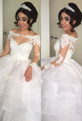 Latest Off the Shoulder Tiered Wedding Dress Long Sleeve Custaom Made Bridesmaid Dresses