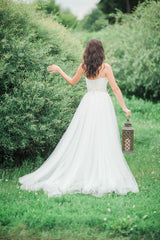 Latest Strapless Lace Bridal Gowns A-Line Lace-Up Long Beach Wedding Dresses