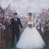 Latest Sweetheart Crystal Wedding Dress with Beadings Tulle Custom Made Ball Gown Princess Dress