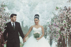 Latest Sweetheart Crystal Wedding Dress with Beadings Tulle Custom Made Ball Gown Princess Dress