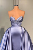 Lavender Long Glitter A-line Sleeveless Prom Dress With Beads