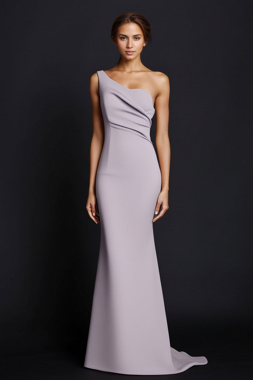 One Shoulder Khaki Wedding Guest Dress Mermaid Long Formal Dress