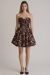 Leopard Print Strapless Sweetheart Corset Short Homecoming Dress