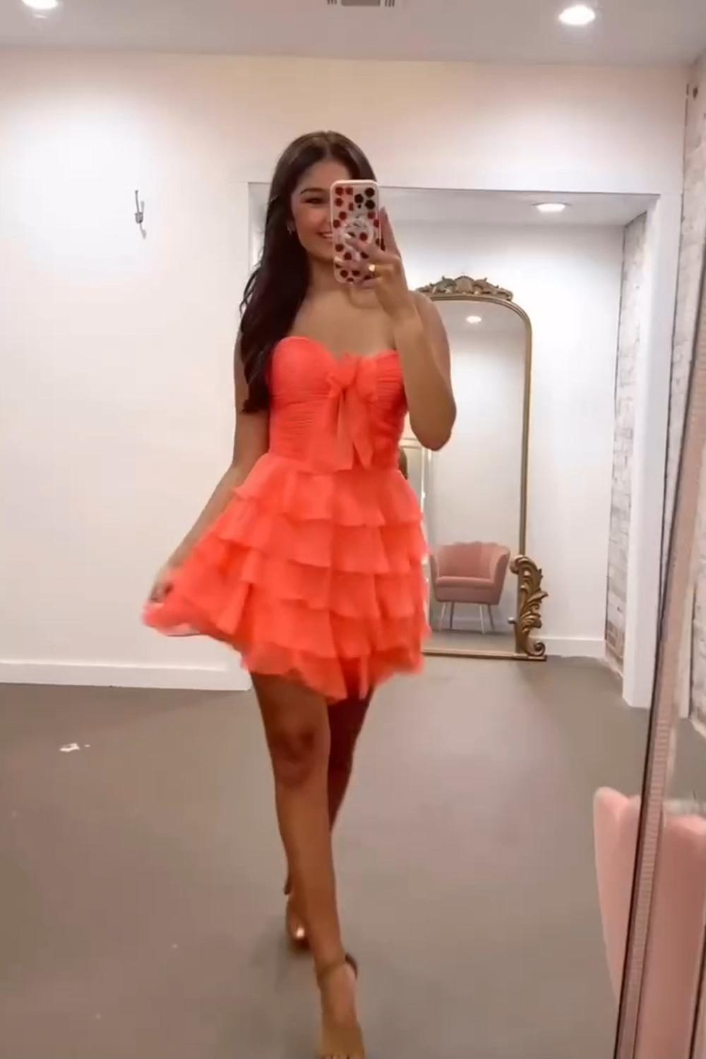 Light Blue A Line Homecoming Dresses Sweetheart Tiered Tulle Short Cocktail Dresses