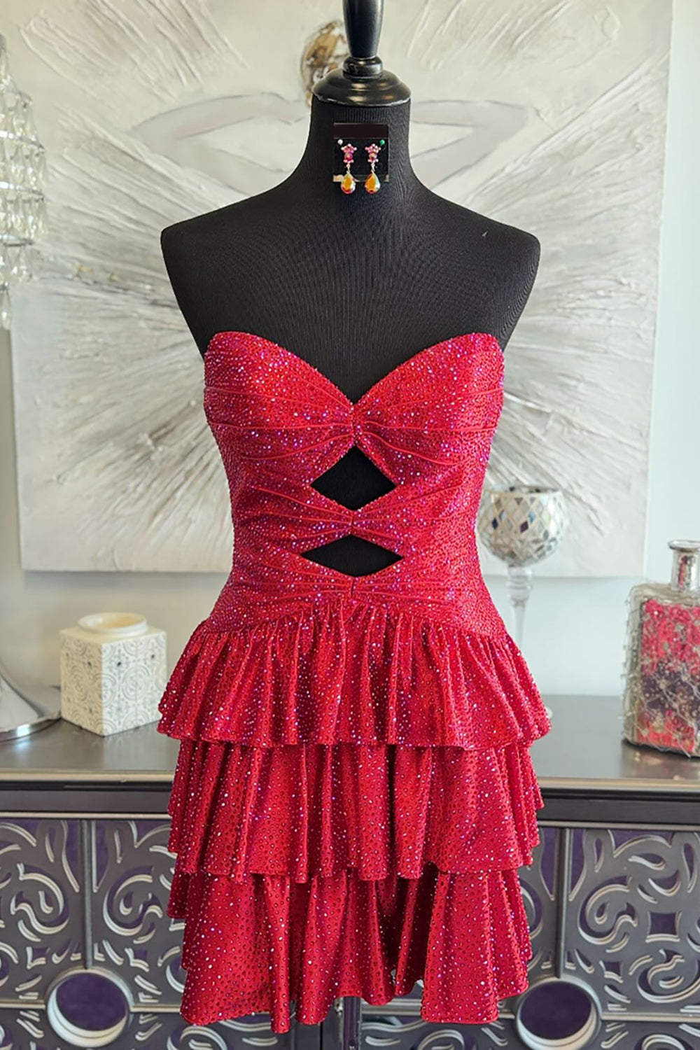 Light Blue A Line Homecoming Dresses Tiered Short Cocktail Dresses With Beading