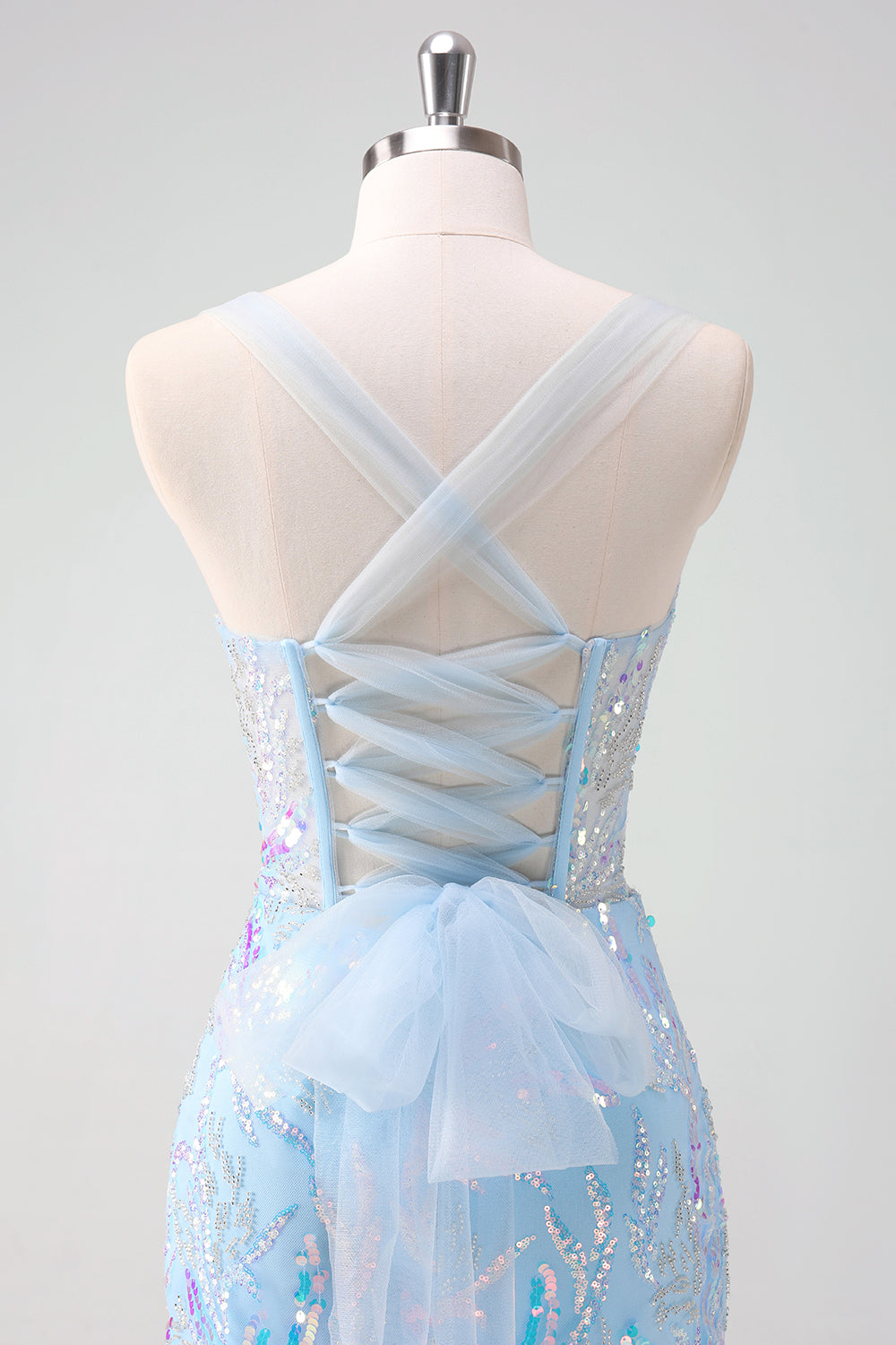 Light Blue Homecoming Dresses Sequin Corset Tight Short Cocktail Dresses