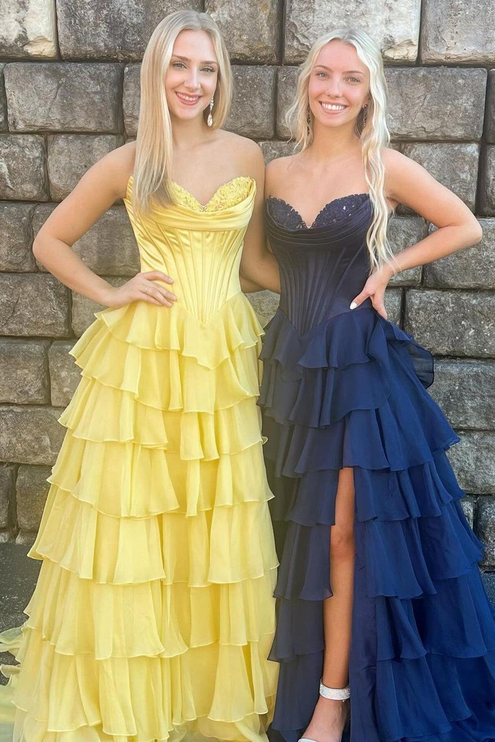 Light Blue Prom Dress A Line Sweetheart Ruffled Corset Long Formal Dress