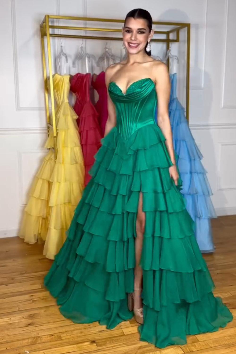 Light Blue Prom Dress A Line Sweetheart Ruffled Corset Long Formal Dress