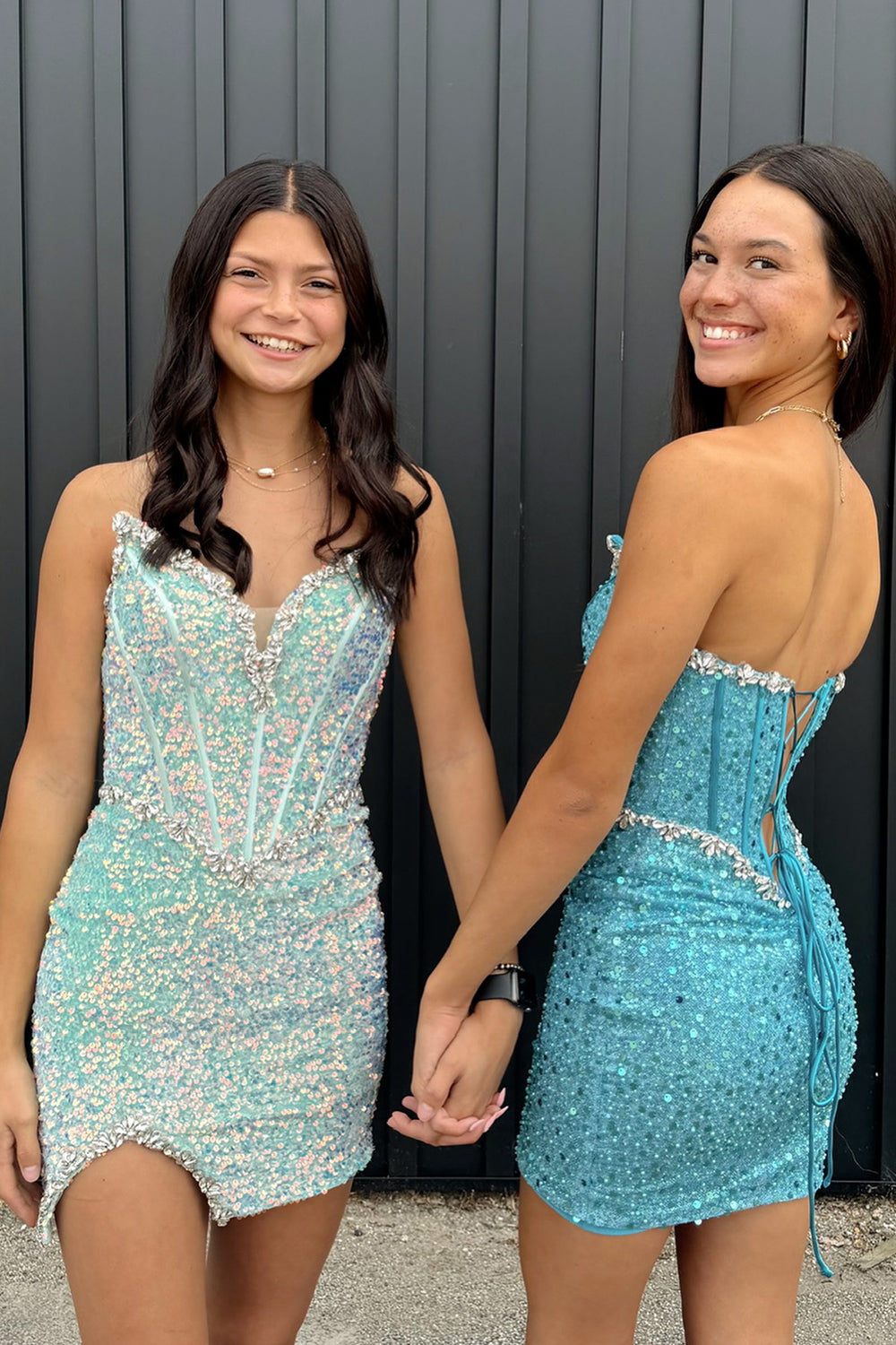 Light Green Homecoming Dresses Strapless Corset Tight Short Cocktail Dresses with Sequin