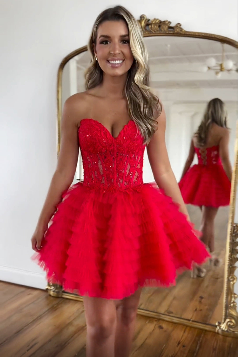 Lilac Homecoming Dresses A Line Sweetheart Tiered Short Cocktail Dresses With Appliques