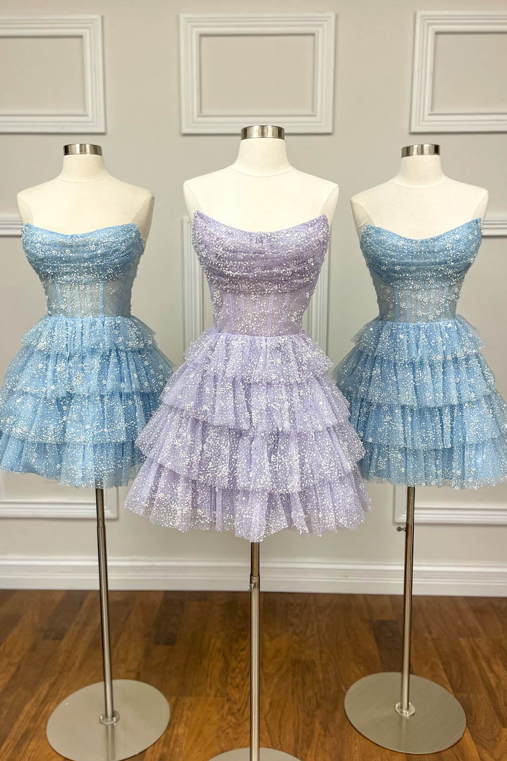 Lilac Homecoming Dresses Corset A-Line Short Tulle Prom Dress