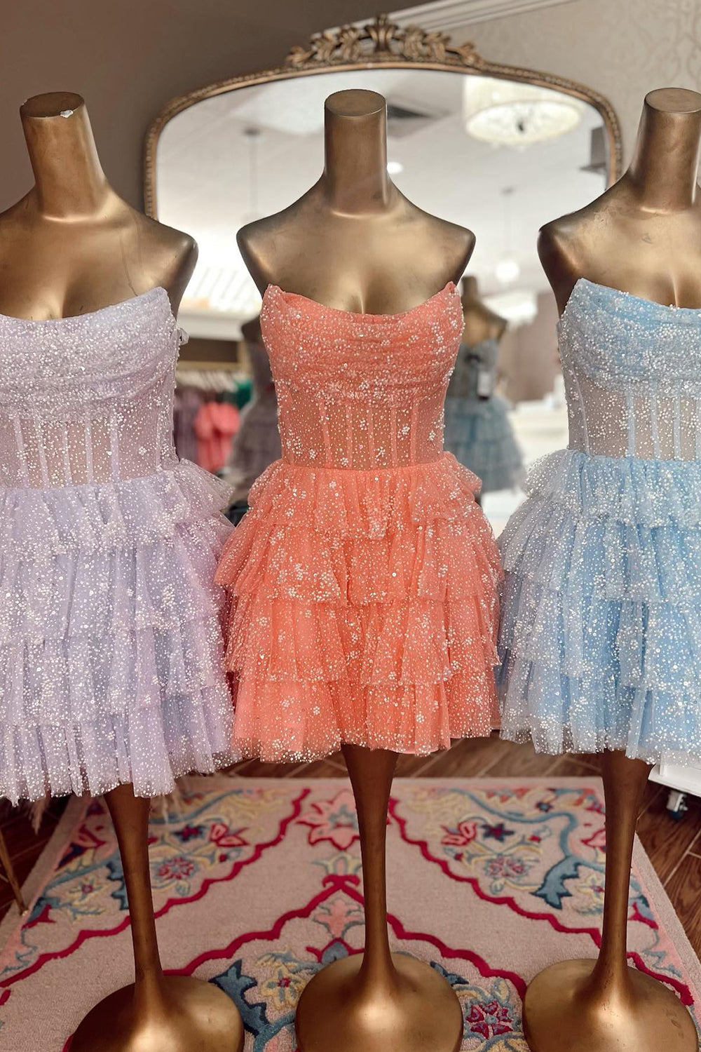 Lilac Homecoming Dresses Corset A-Line Short Tulle Prom Dress