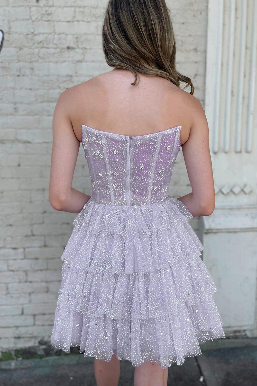 Lilac Homecoming Dresses Corset A-Line Short Tulle Prom Dress