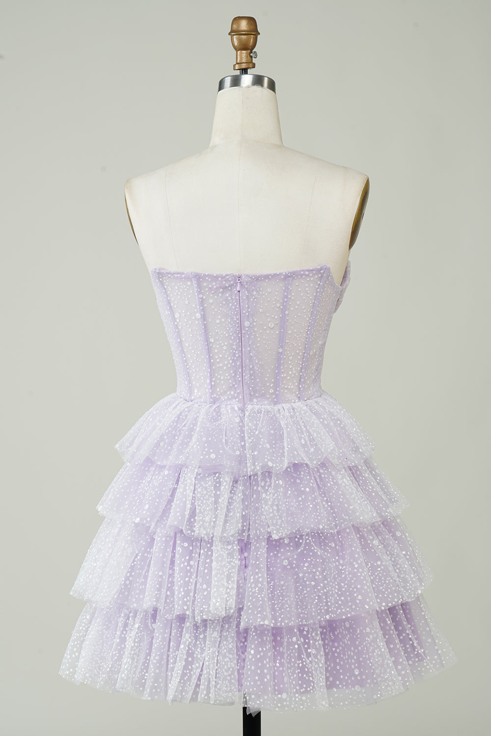 Lilac Homecoming Dresses Corset A-Line Short Tulle Prom Dress