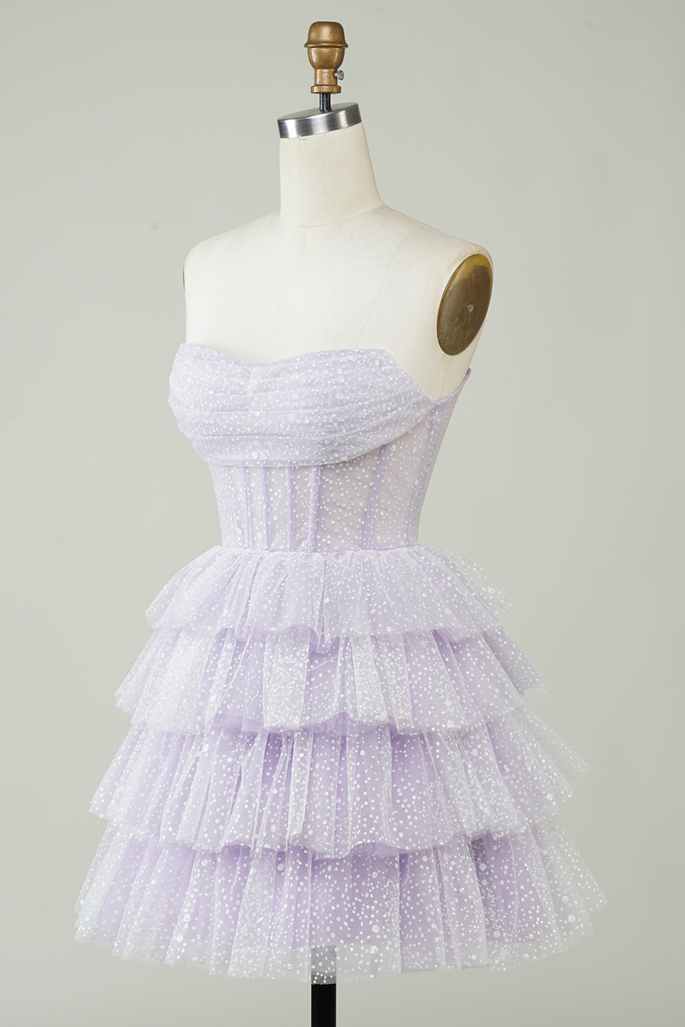 Lilac Homecoming Dresses Corset A-Line Short Tulle Prom Dress