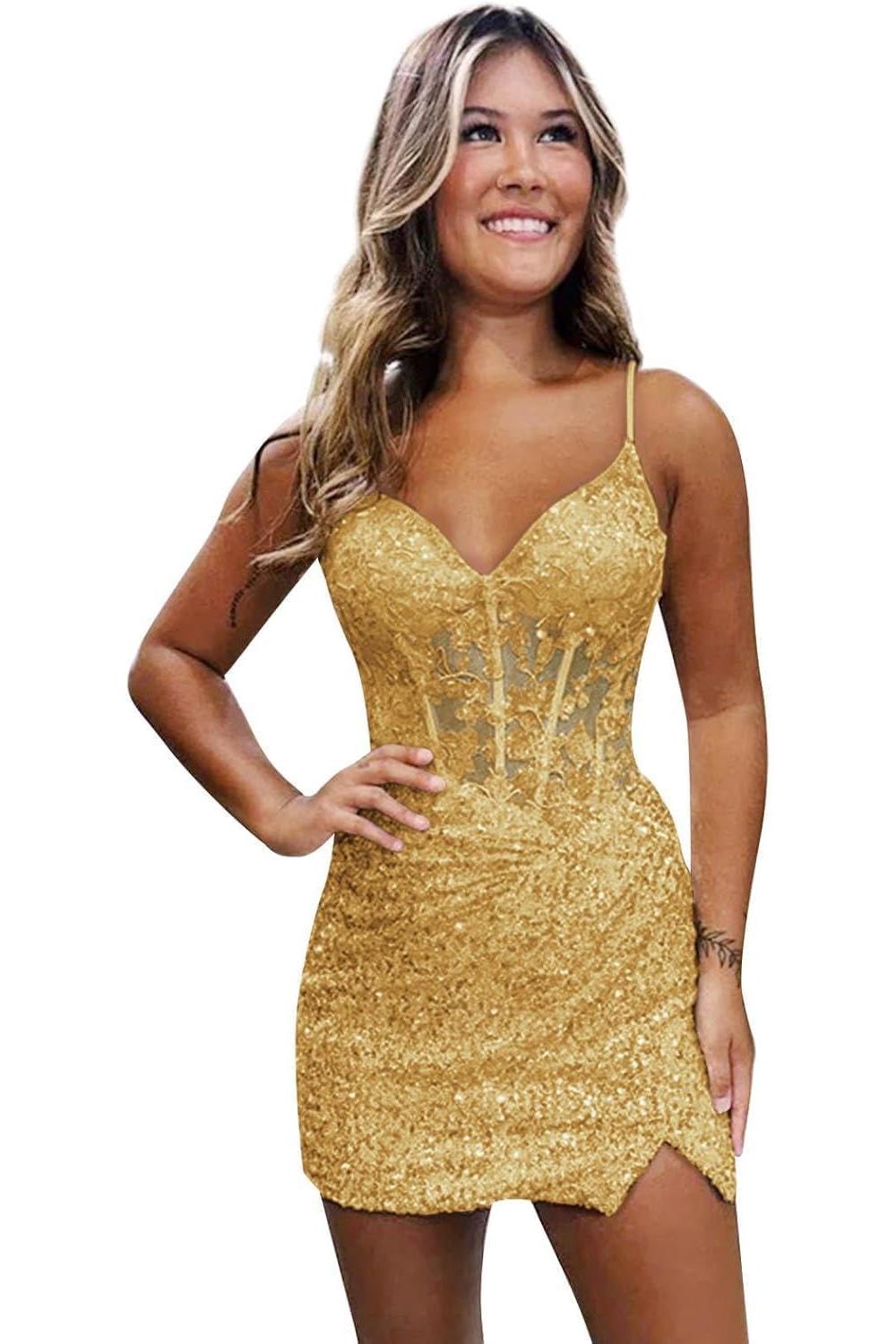 Lilac Homecoming Dresses Spaghetti Straps Sequin Corset Tight Short Cocktail Dresses