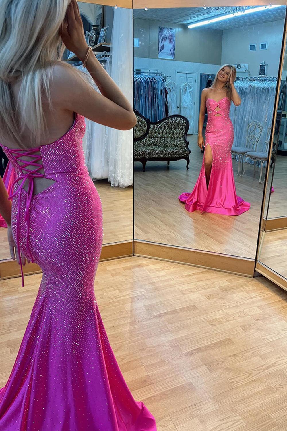 Lilac Prom Dress Hollow Out Sweetheart Formal Dress With Slit