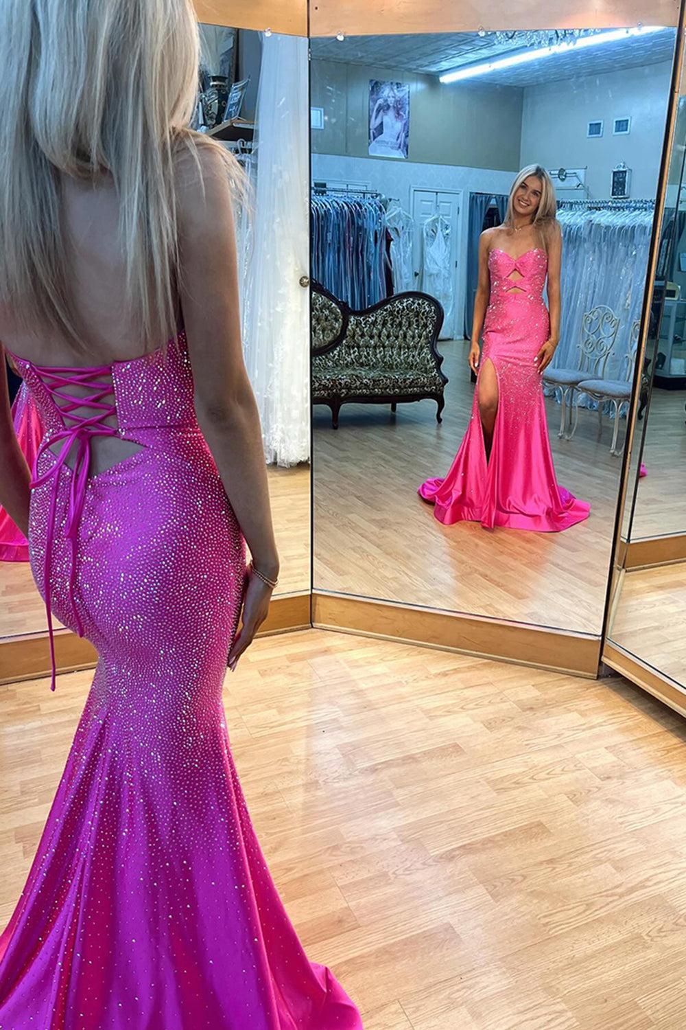 Lilac Prom Dress Hollow Out Sweetheart Formal Dress With Slit