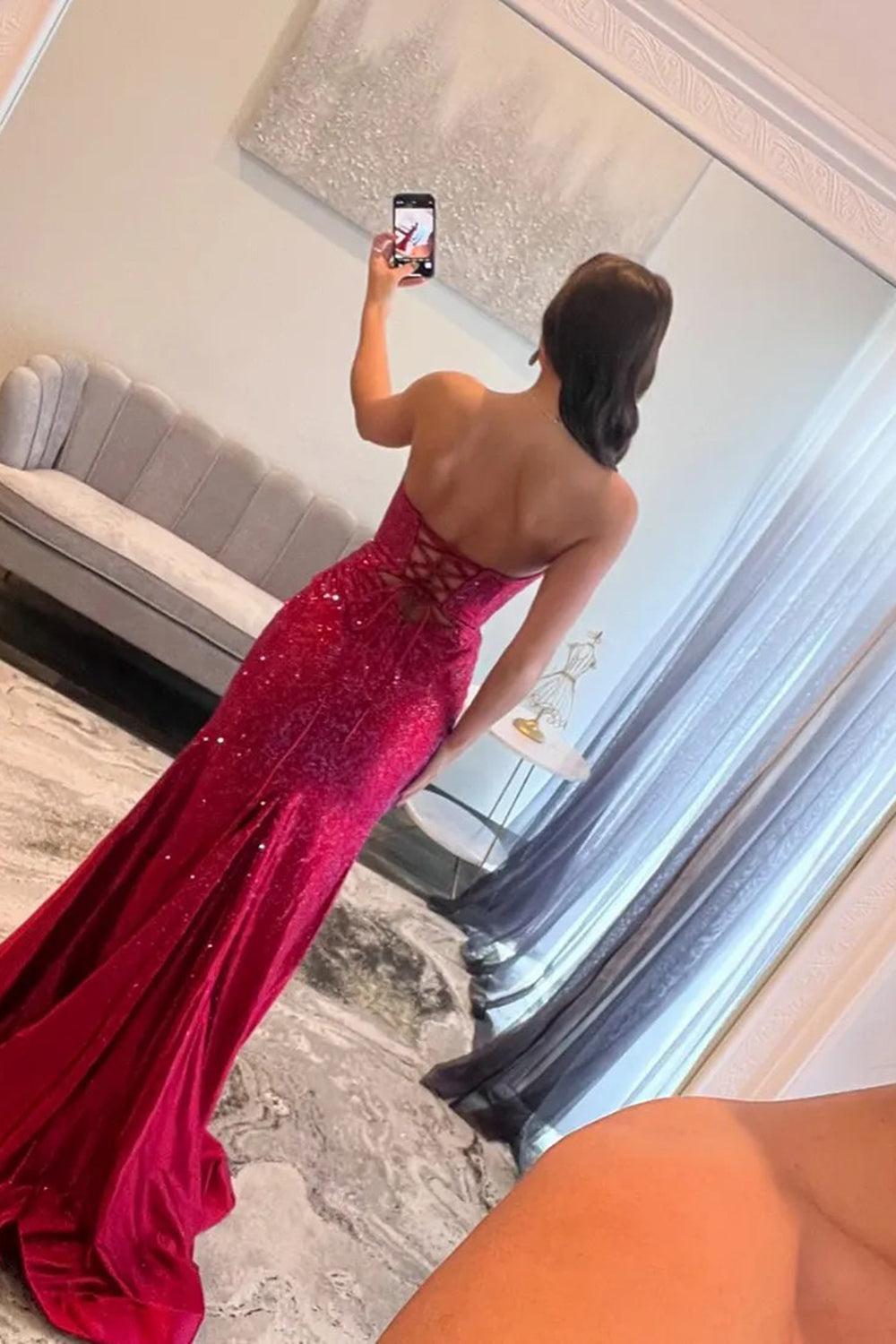 Lilac Prom Dress Hollow Out Sweetheart Formal Dress With Slit