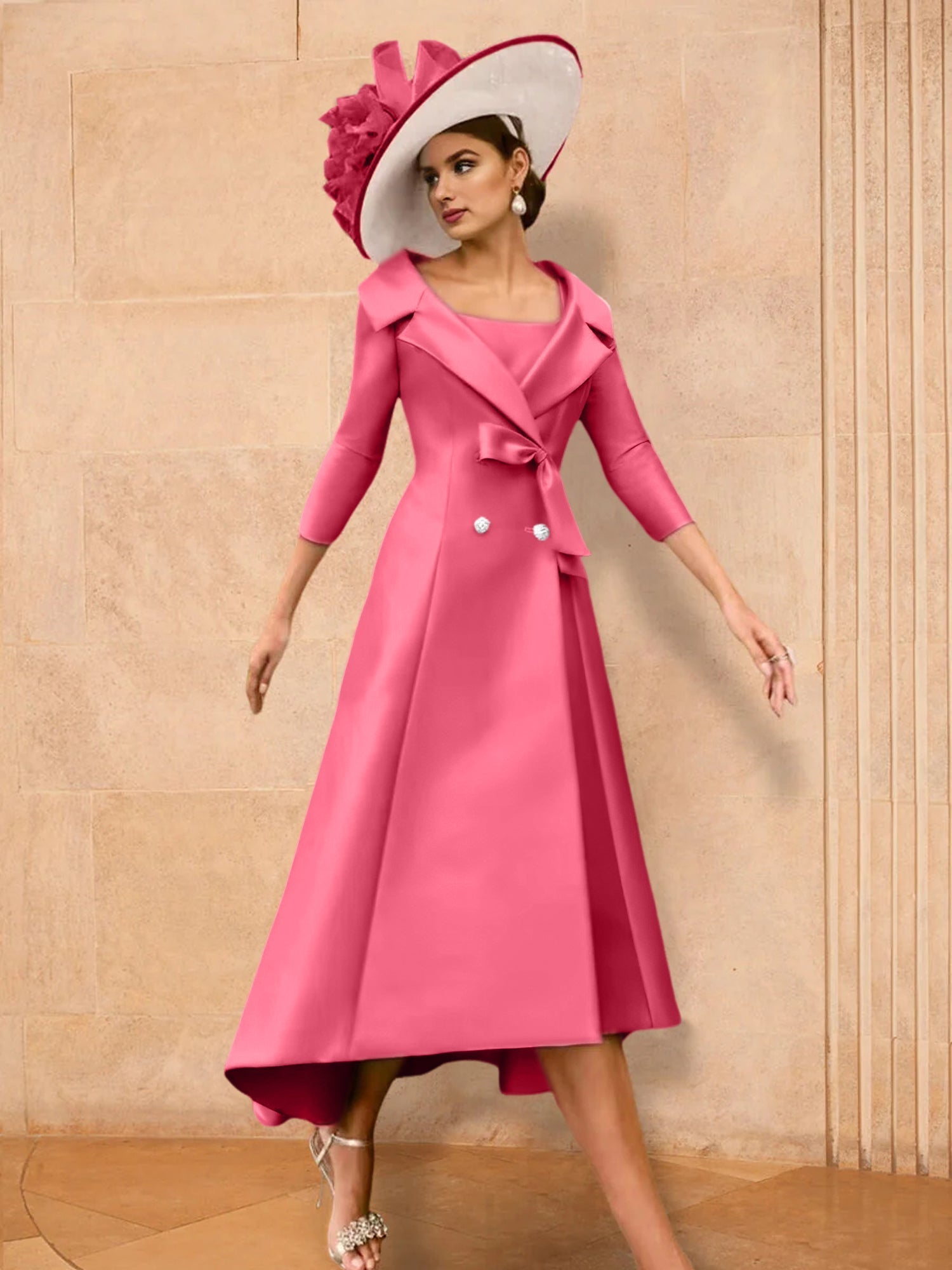 Long Sleeve A Line Gown for the Mother of the Bride with Bowknot