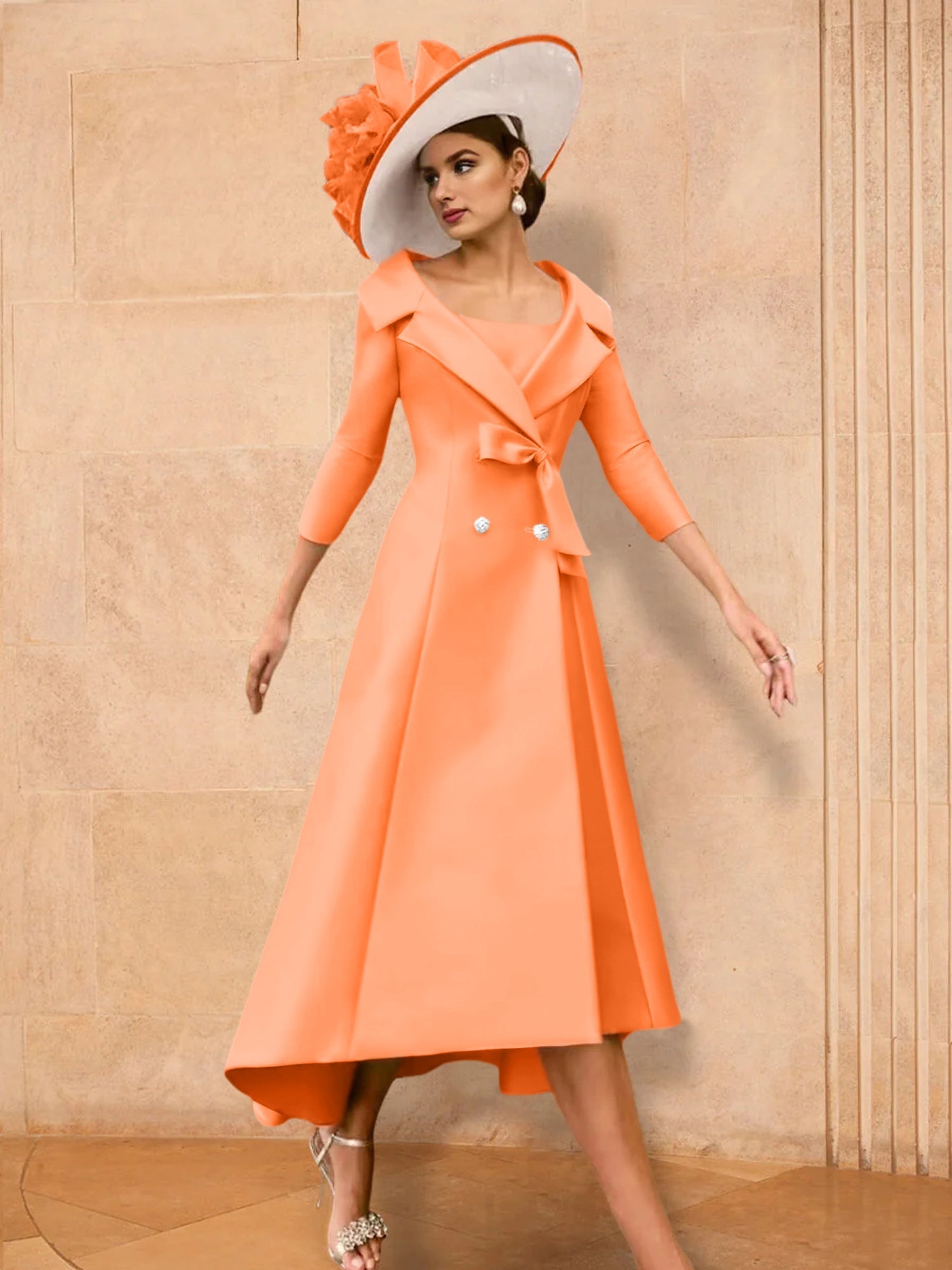 Long Sleeve A Line Gown for the Mother of the Bride with Bowknot